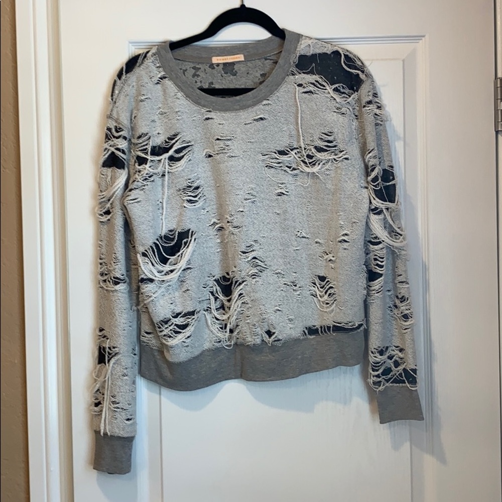 Nordstrom Grey Ripped Pullover